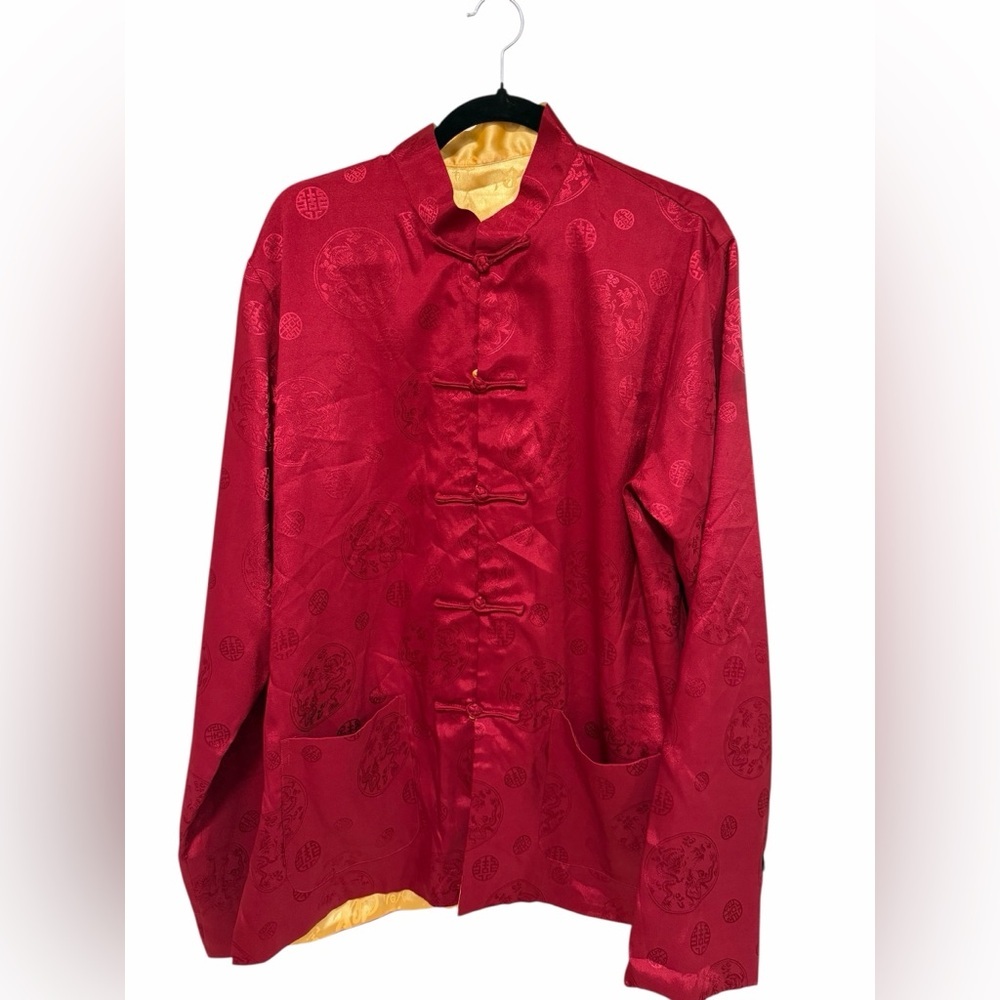 Stylish Red Women's Silk Jacket - Picture 2 of 14